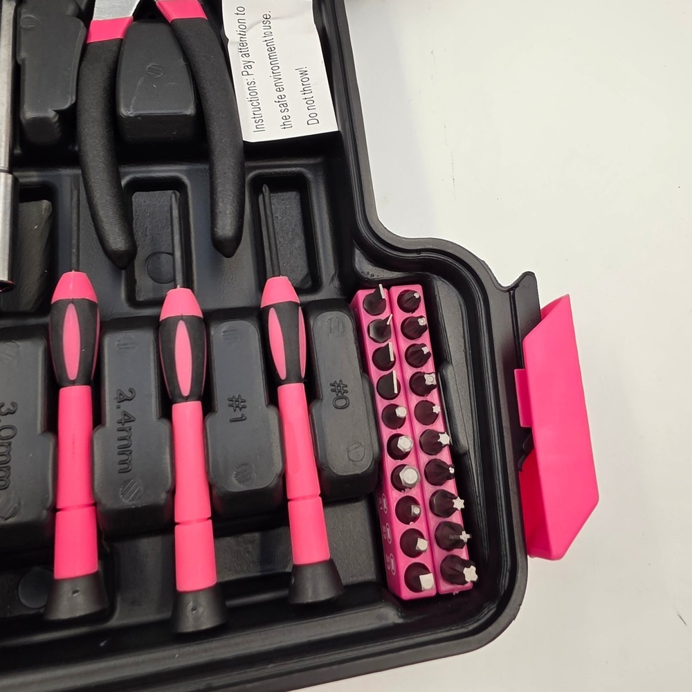 Pink and Black 39 Piece Home Tool Kit with Carrying Case DIY Household Set L4 - Picture 10 of 16